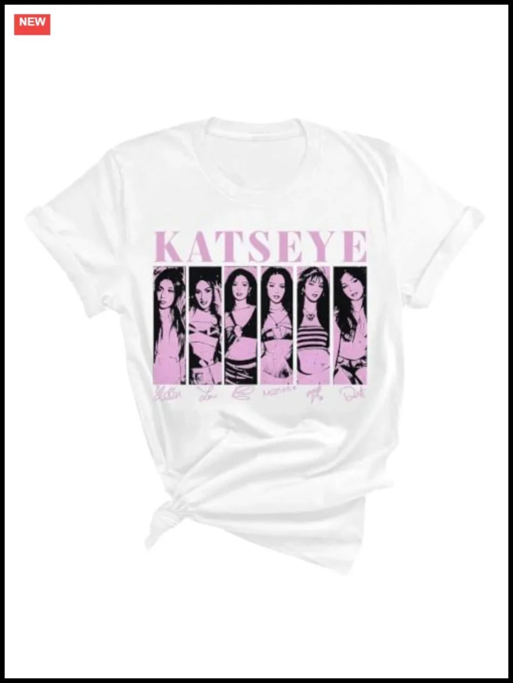 KATSEYE Vintage Photo Collage T Shirt Autographed Tee 100% Pure Cotton Casual